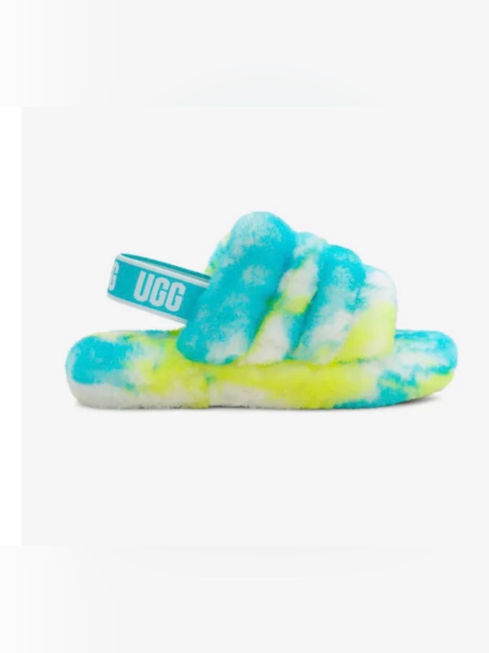 UGG Kids' Blue, Yellow & White Tie-Dye Fluff Slide size US 13 gentle used only